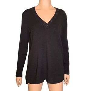 Anthropologie V-Neck Black Sweater Womens XS